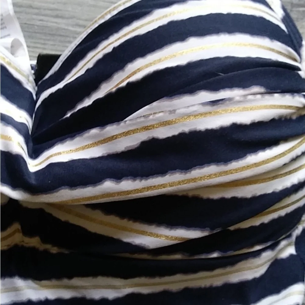 NipTuck,Joanne Twist-Front, Gold-Striped One-Piece, Excellent Condition, Size 6